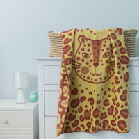 Cotton Suede Baby Blanket - Jungle Cat (Cinnebar/ Raffia)