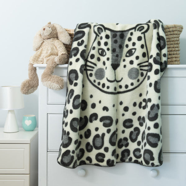 Cotton Suede Baby Blanket - Jungle Cat (Steel)