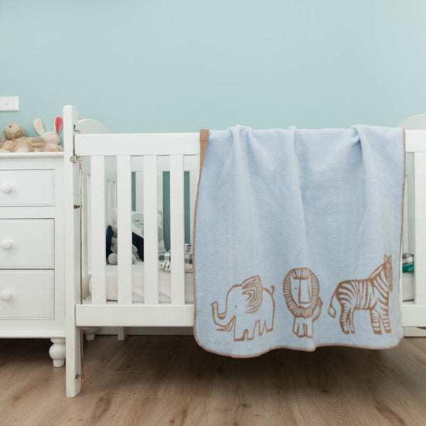 Cotton Suede Baby Blanket - Wild (Almond/China Blue)