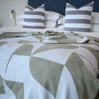 Amanda Cotton Shapes Throw Olive (200x230cm Double)