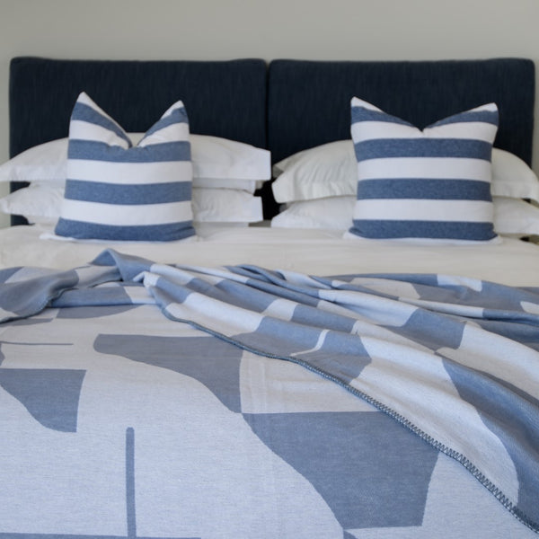 Amanda Cotton Shapes Throw Overcast Blue (200x230cm Double)