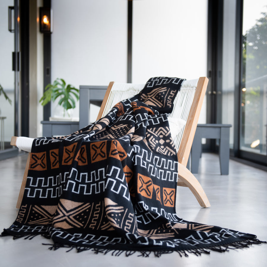 Amanda Throw Mudcloth Design in Black/Clay (My Africa) 130x180cm