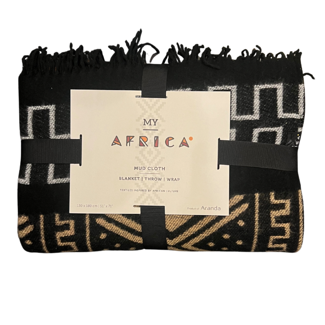 Amanda Throw Mudcloth Design in Black/Clay (My Africa) 130x180cm