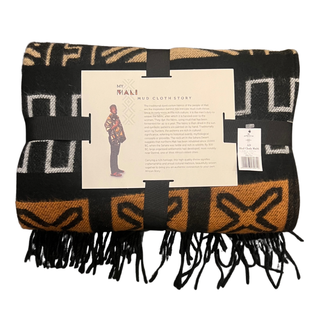 Amanda Throw Mudcloth Design in Black/Clay (My Africa) 130x180cm