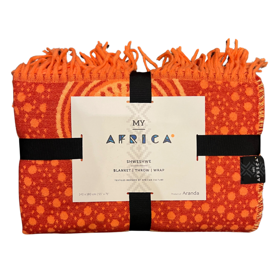 Bella Vita Throw ShweShwe in Paprika/ Firecracker (My Africa) 140x180cm Single