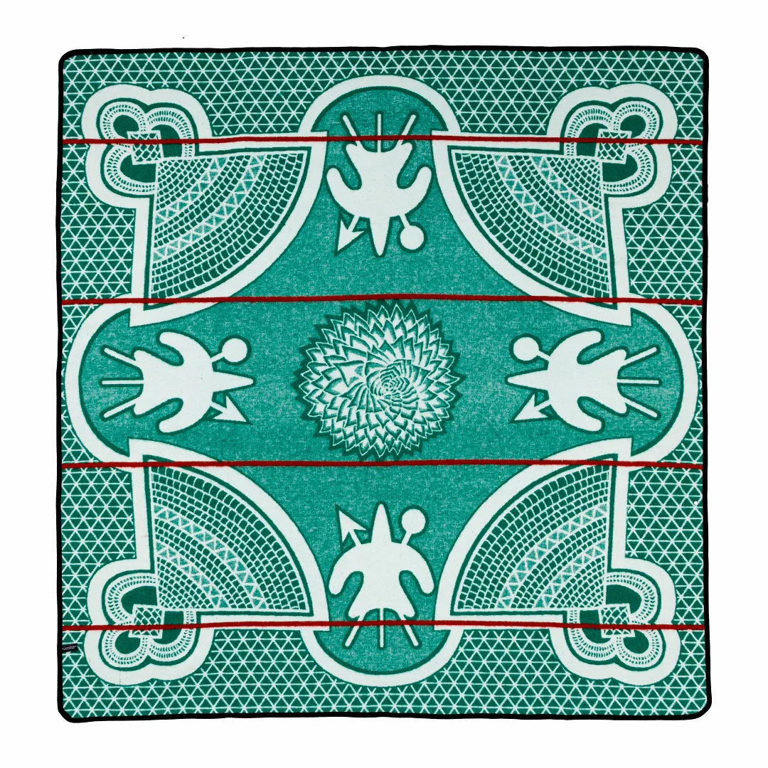 Kharetsa Aloe Blanket (Emerald Green / white / red stripe )