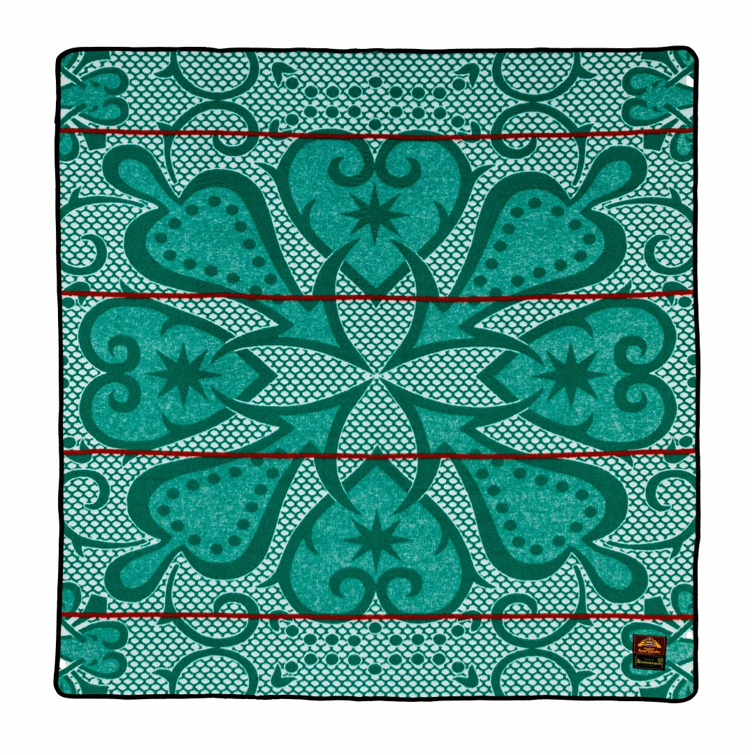 Basotho Seanamarena Chromatic Blanket (Emerald Green / White / Red Stripe)