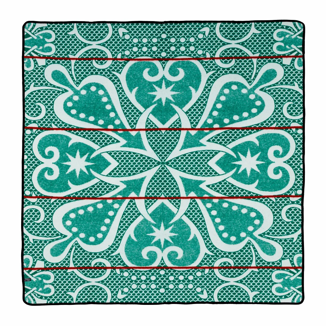 Basotho Seanamarena Chromatic Blanket (Emerald Green / White / Red Stripe)