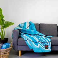 Basotho Seanamarena Poone Blanket (Peacock Blue / White / Black Stripe)