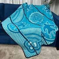 Kharetsa Aloe Blanket (peacock Blue and white )