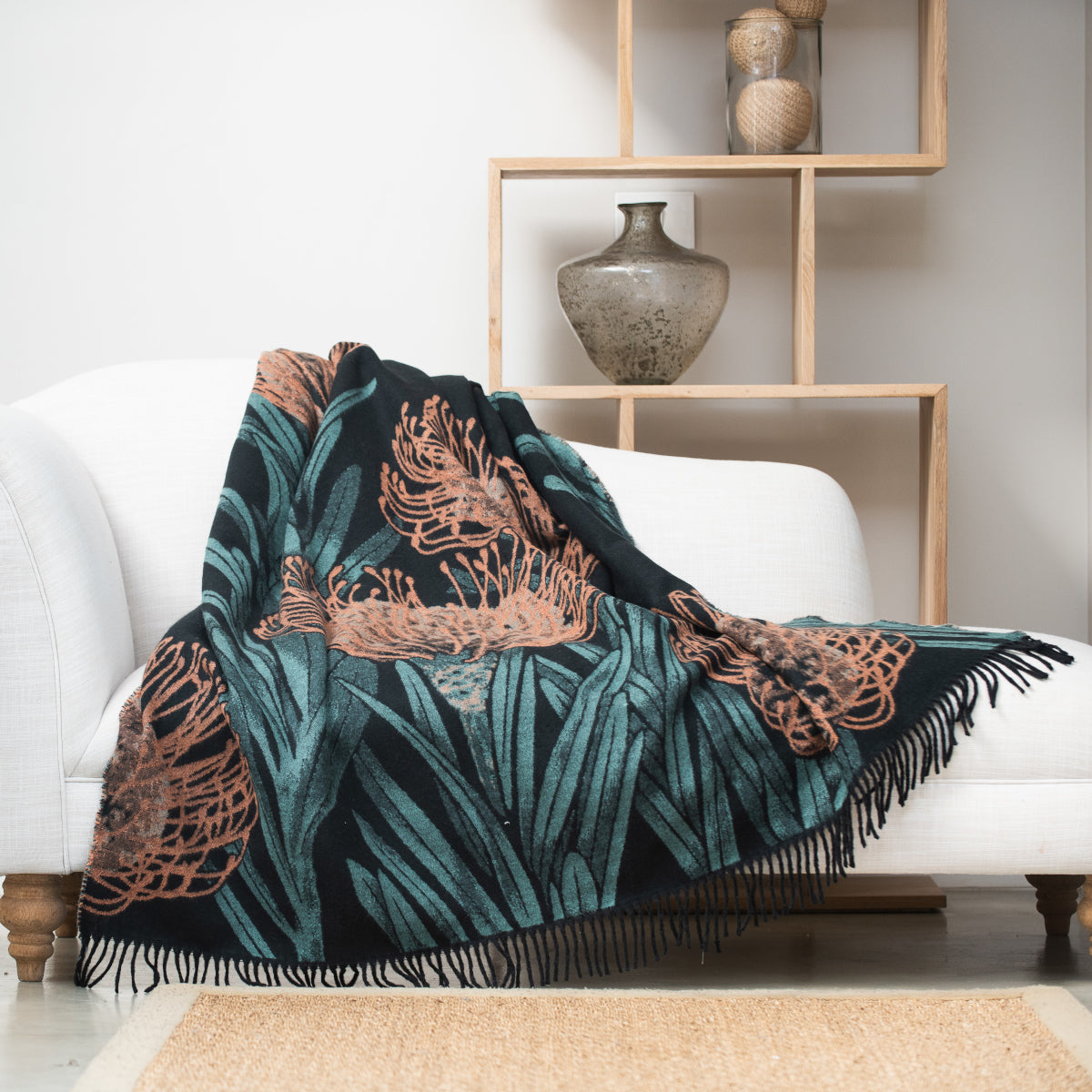 Bellavita protea pincushion firecracker black throw