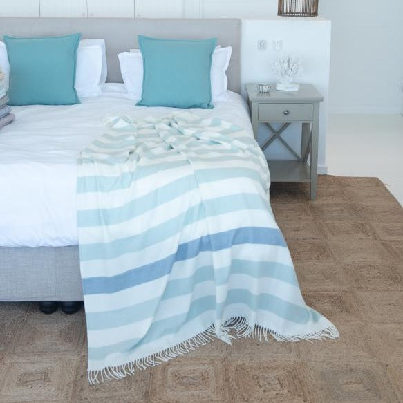 Melody Bandwidth Throw (Eggshell / Natural with Blue Stripe)