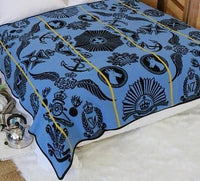 Victoria England Badges of the Brave Blanket (Cobalt Blue and Black)