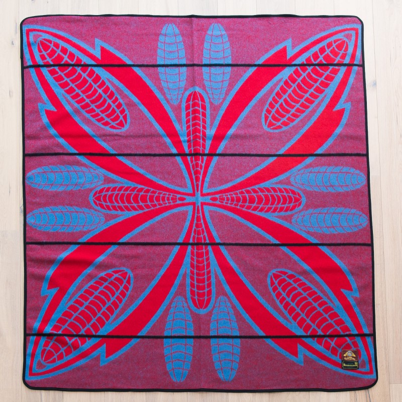 Basotho Seanamarena Poone Blanket Cobalt Blue Red Black Stripe Basotho Seanamarena Poone Blanket Cobalt Blue Red Black Stripe